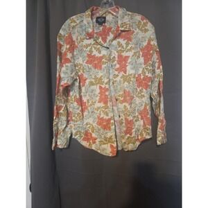 Dockers‎ Vintage Autumn Fall Leaves Shirt, Women's Small Button Down Shirt, Fall